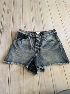 Good American 10/30 Button Fly Faded Blue Denim Cutoff Shorts